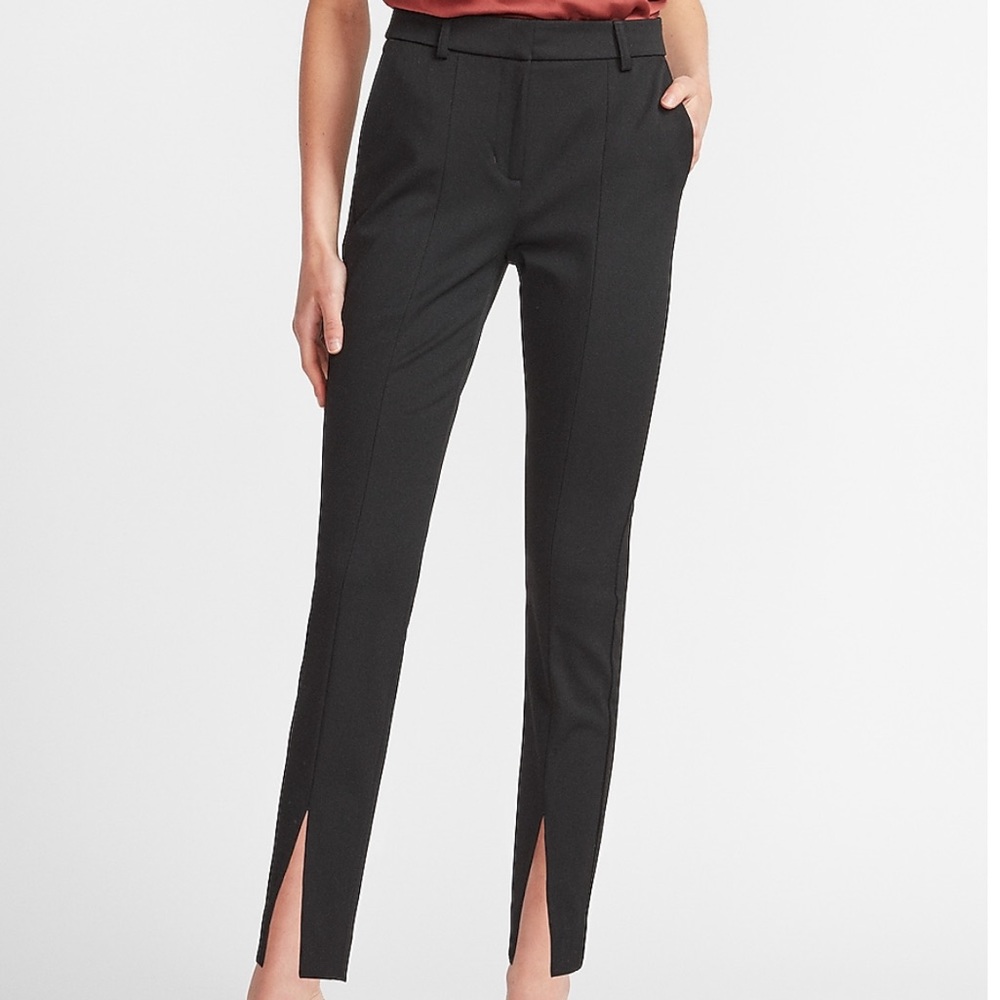 High Waisted Front Slit Skinny Pant